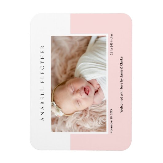 Moderne rosa Baby-Mädchen-Foto Magnet (Vertikal)