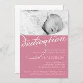 Moderne rosa Baby-Widmungs-Einladung Einladung (Vorne/Hinten)