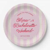 Moderne rosa Bachelorete Party Papierplatte Pappteller (Vorderseite)