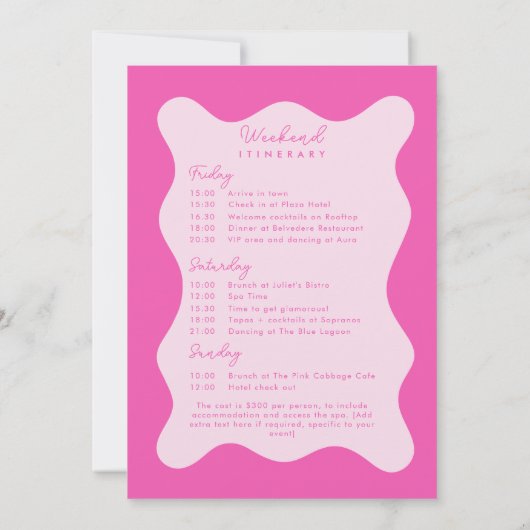 Moderne rosa Bachelorette Einladung Wavy (Rückseite)