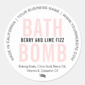 Moderne rosa Badebombe oder Seife Bar Minimal Runder Aufkleber (Vorderseite)