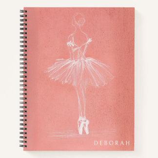 Moderne rosa Ballerina-Skizze mit individuellem Na Notizblock