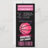 Moderne rosa Basketball Ticket Ball Baby Dusche Einladung (Vorderseite)