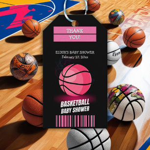 Moderne rosa Basketball Ticket Ball Baby Dusche Geschenkanhänger