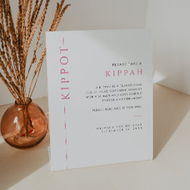 Moderne rosa Bat-Mizwa-Kippah-Podest-Schild Sockelschild