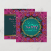 Moderne rosa Batik Abendessen Party Einladung (Vorne/Hinten)