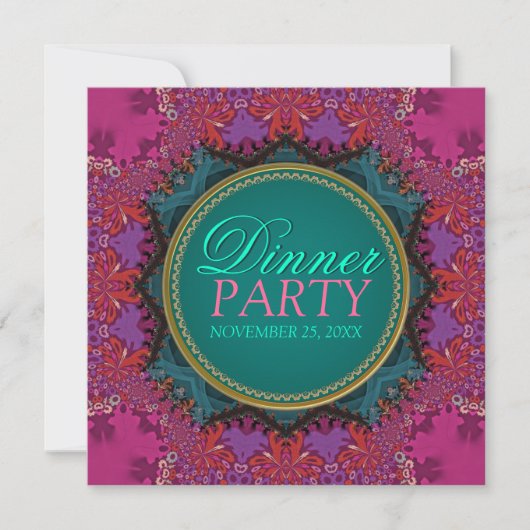 Moderne rosa Batik Abendessen Party Einladung (Vorderseite)