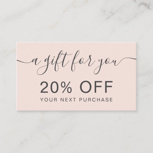 Moderne, rosa berufliche Typografie Rabattkarte (Vorderseite)