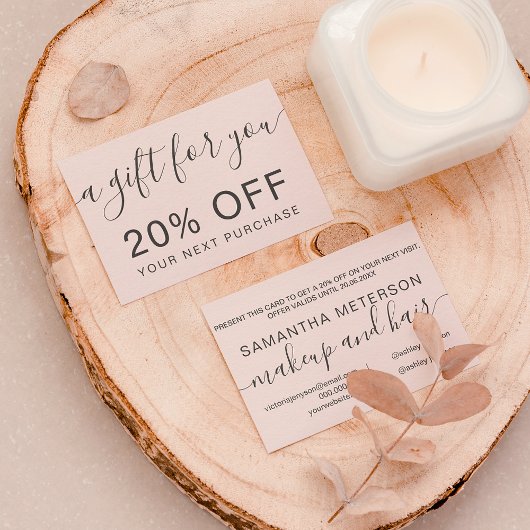 Moderne, rosa berufliche Typografie Rabattkarte