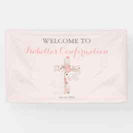 Moderne Rosa Bestätigung Blumenkreuz Name Banner