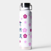 Moderne rosa beste Mama je niedliche Blume Muster Trinkflasche (Rückseite)