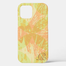 Moderne rosa Biene und Monogramm