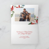 Moderne Rosa Bläserblüte Weihnachts-Fotokarte Feiertagskarte (Innenseite)