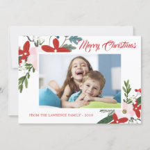 Moderne Rosa Bläserblüte Weihnachts-Fotokarte