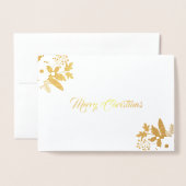 Moderne Rosa Bläserblüte Weihnachts-Fotokarte Folienkarte (Vorderseite mit Umschlag)