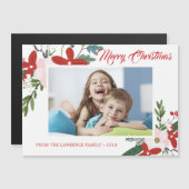 Moderne Rosa Bläserblüte Weihnachts-Fotokarte Magnetkarte (Vorne/Hinten)