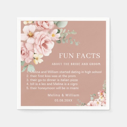 Moderne rosa Bläserspass-Fakten Hochzeiten Serviette (Vorderseite)