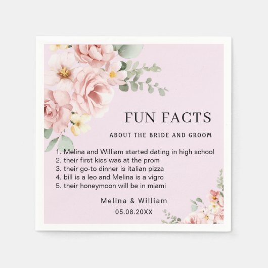 Moderne rosa Bläserspass-Fakten Hochzeiten Serviette (Vorderseite)