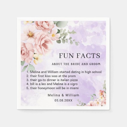 Moderne rosa Bläserspass-Fakten Hochzeiten Serviette (Vorderseite)