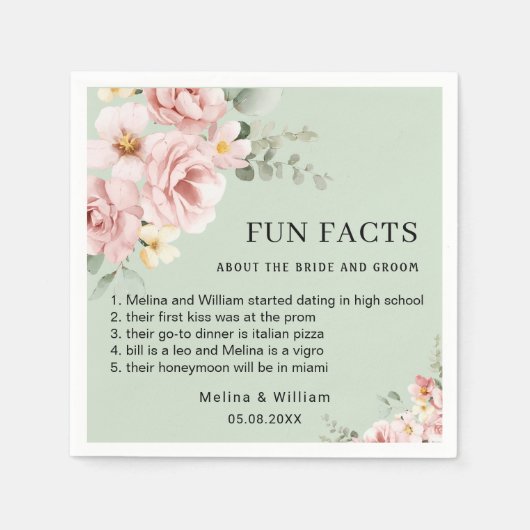 Moderne rosa Bläserspass-Fakten Hochzeiten Serviette (Vorderseite)