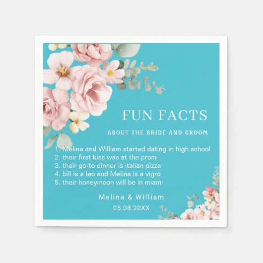 Moderne rosa Bläserspass-Fakten Hochzeiten Serviette (Vorderseite)