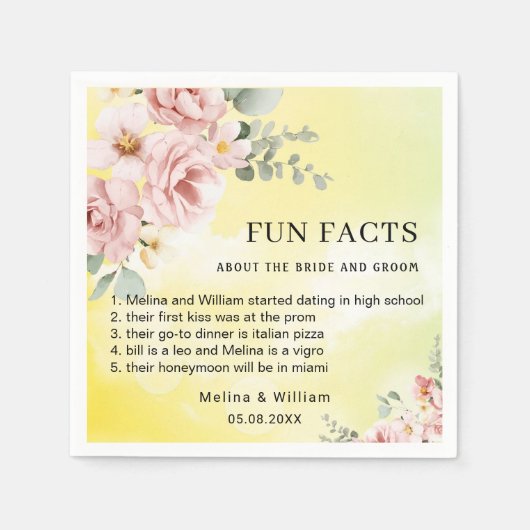 Moderne rosa Bläserspass-Fakten Hochzeiten Serviette (Vorderseite)