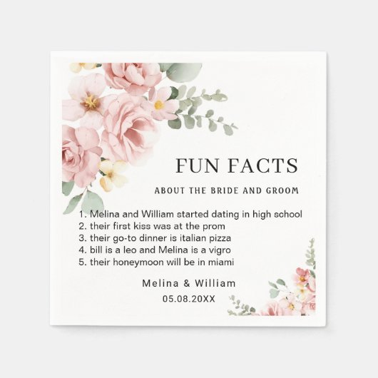 Moderne rosa Bläserspass-Fakten Hochzeiten Serviette (Vorderseite)