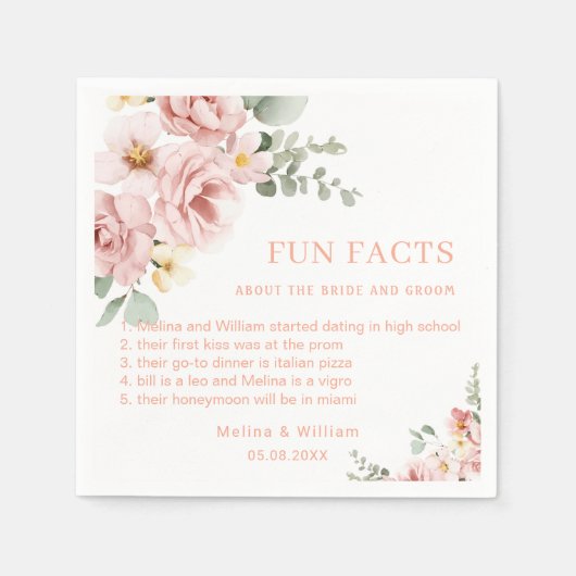 Moderne rosa Bläserspass-Fakten Hochzeiten Serviette (Vorderseite)