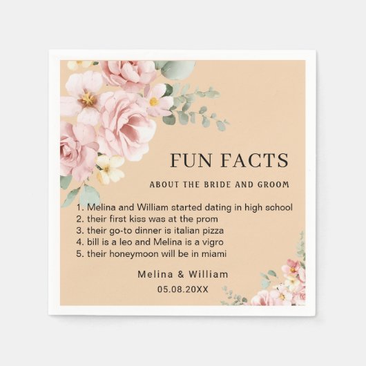 Moderne rosa Bläserspass-Fakten Hochzeiten Serviette (Vorderseite)