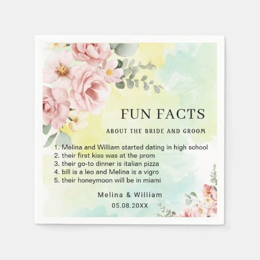 Moderne rosa Bläserspass-Fakten Hochzeiten Serviette (Vorderseite)