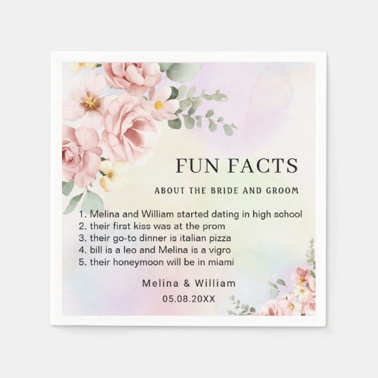 Moderne rosa Bläserspass-Fakten Hochzeiten Serviette (Vorderseite)