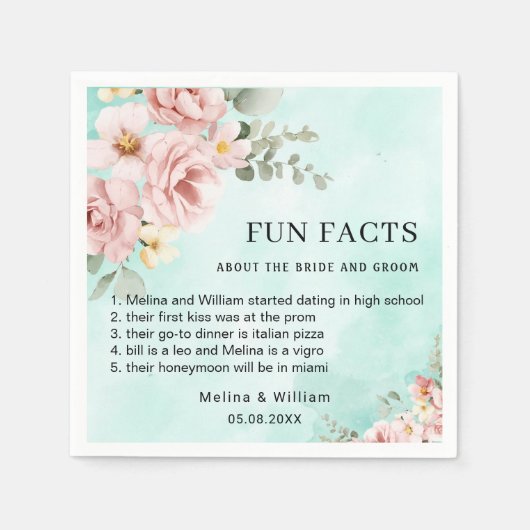 Moderne rosa Bläserspass-Fakten Hochzeiten Serviette (Vorderseite)