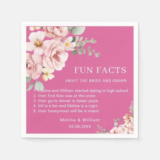 Moderne rosa Bläserspass-Fakten Hochzeiten Serviette (Vorderseite)