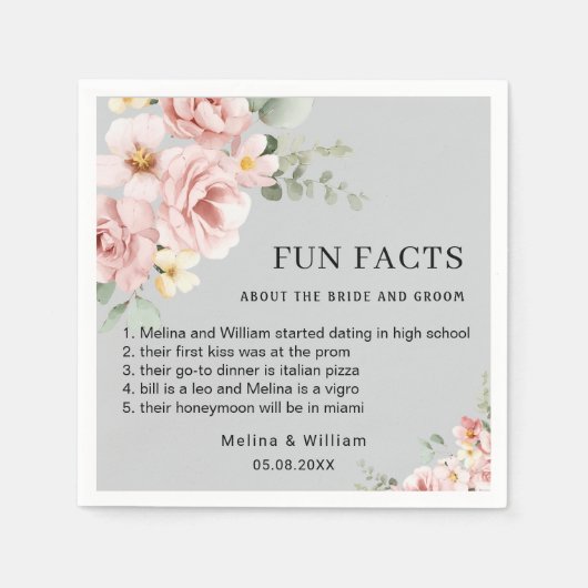 Moderne rosa Bläserspass-Fakten Hochzeiten Serviette (Vorderseite)