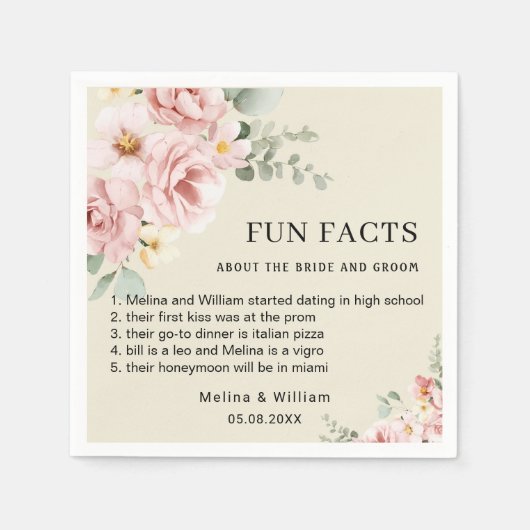 Moderne rosa Bläserspass-Fakten Hochzeiten Serviette (Vorderseite)