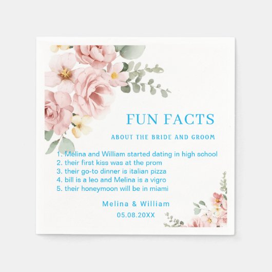 Moderne rosa Bläserspass-Fakten Hochzeiten Serviette (Vorderseite)