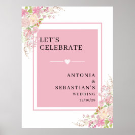 Moderne rosa Bläserwillkommene Hochzeit Poster