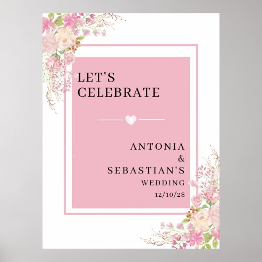 Moderne rosa Bläserwillkommene Hochzeit Poster (Vorne)