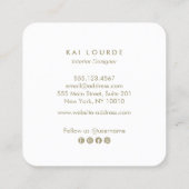 Moderne rosa Blätter Zweig-Gold-Script Quadratische Visitenkarte (Rückseite)