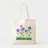 Moderne Rosa, Blau, Mauve Blume Design Tragetasche (Vorne)