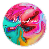 Moderne rosa blaue Abstrakte Wasserfarbe Persönlic Keramikknauf (Vorderseite)