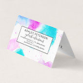 moderne rosa blaue abstrakte Watercolorfarbe Visitenkarten (Rückseite)