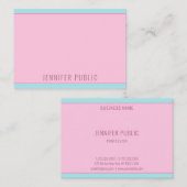 Moderne rosa blaue elegante Minimalistische Vorlag Visitenkarte (Vorne/Hinten)