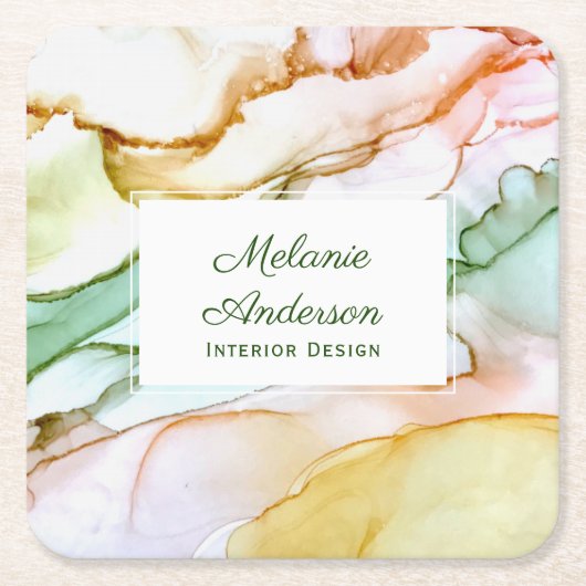 Moderne rosa blaue grüne Pastellfarbe Rechteckiger Pappuntersetzer (Vorderseite)