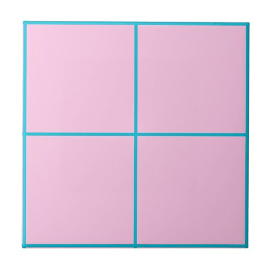 Moderne rosa, blaue und Aquamarin karierte fette P Fliese (Vorderseite)