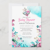 Moderne rosa blaue Unterwasser-Babydusche Einladung (Vorderseite)