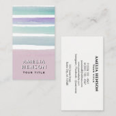 Moderne rosa blaue Wasserfarben Streifen Visitenkarte (Vorne/Hinten)