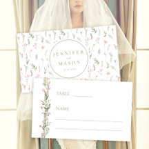 Moderne rosa blaue winzige Blume Hochzeit Platzkar