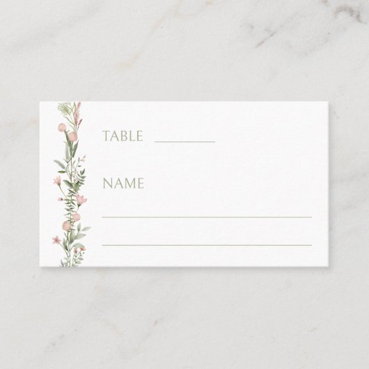 Moderne rosa blaue winzige Blume Hochzeit Platzkar Platzkarte (Vorderseite)