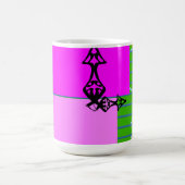 Moderne rosa Blöcke auf goldgrün Kaffeetasse (Mittel)